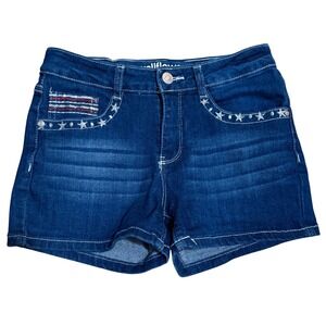 Wallflower Girl Kids Denim Shorts Blue Stars Sequins Patriotic Size 14